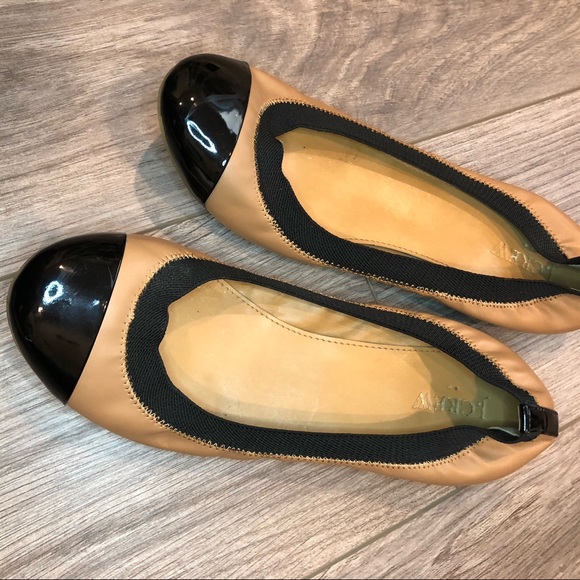 J.Crew Tan & Black Patent Cap Toe Ballet Flats - Picture 15 of 16